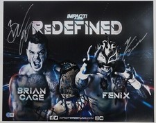 Rey Fenix Brian Cage Signed 16x20 Photo BAS COA Lucha Libre AAA AEW Impact Auto