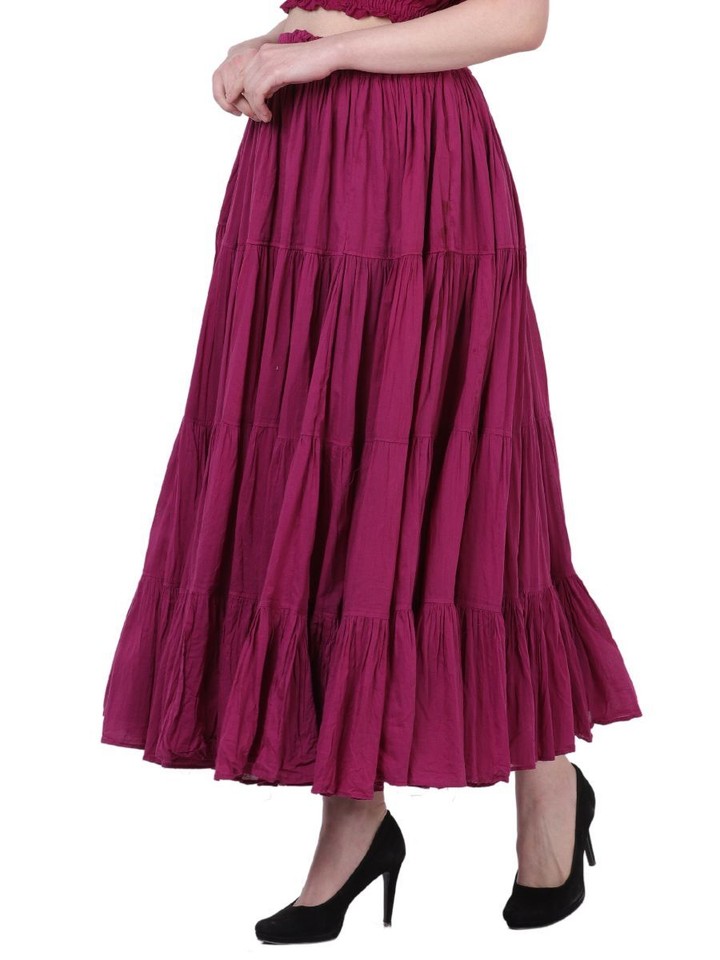 Women's 25 Yard Hippie/4 Tiered/Bohemian/Flamenco/Gypsy/Bombazo Caribbean Skirts | UK