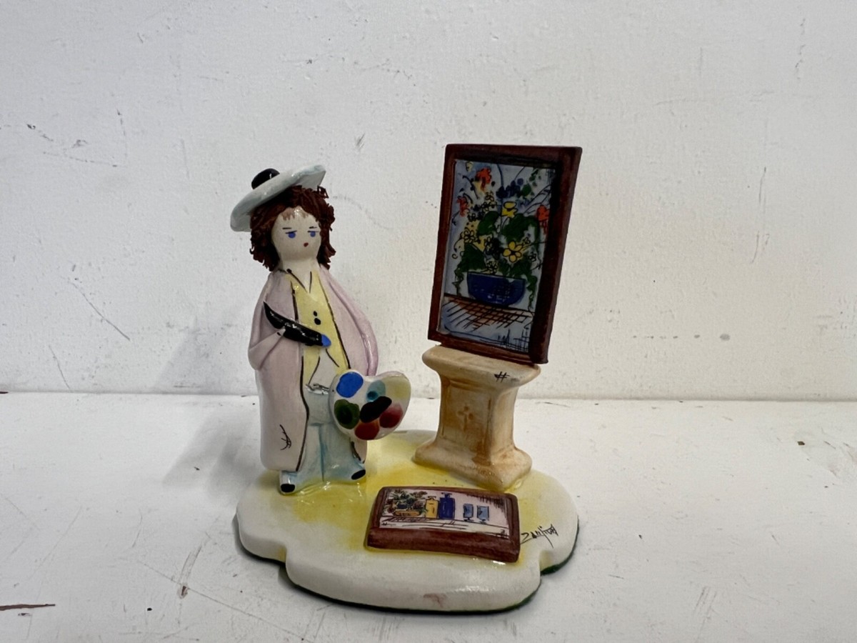 Vintage Zampiva Artist Painting Flowers Porcelain Figurine | eBay