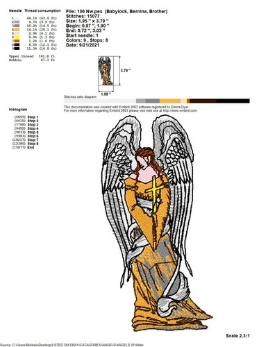 92 ANGELS Embroidery Machine Designs Patterns PES JEF HUS DST EXP VP3 USB DRIVE - Picture 4 of 12