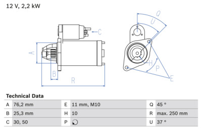 BOSCH 0 986 022 450 Starter für AUDI,VW