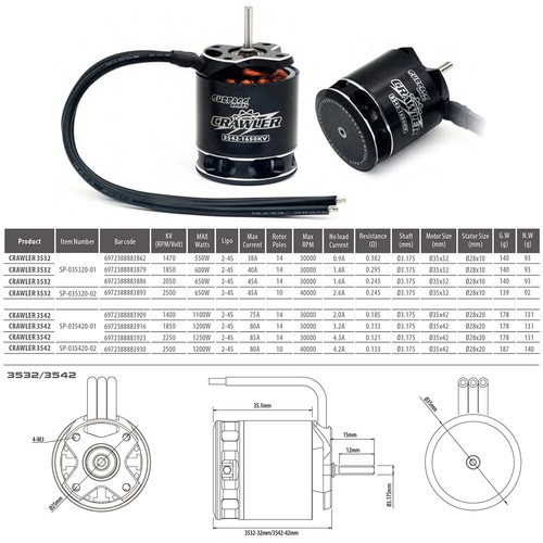 Surpass Hobby 3532 3542 Outrunner Brushless Motor für 1/10 1/12 RC Car Crawler - Picture 2 of 12