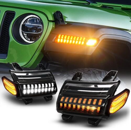 for Jeep Wrangler JL Rubicon 2018-2022 Fender Light with LED Side Marker Lights - Picture 1 of 13