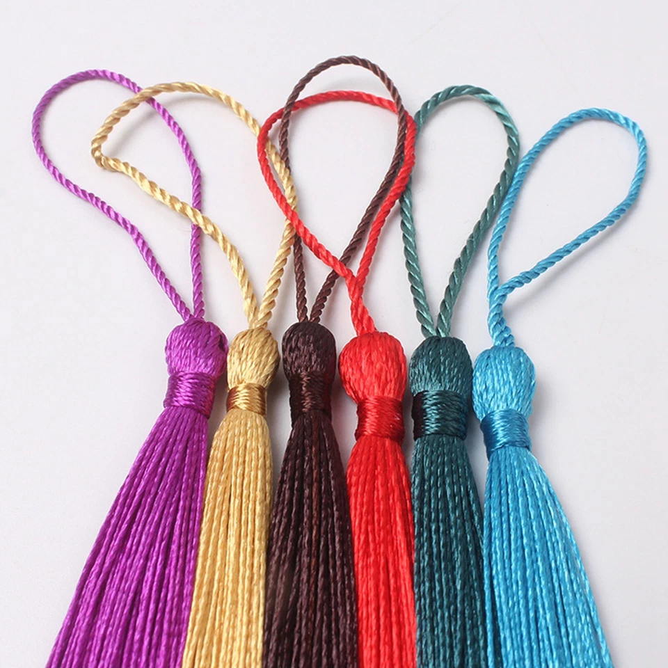 20 Pcs Silky Tassels 8+5cm For Bookmarks Key Sewing Costume jewellery Decoration - Image 3 of 4