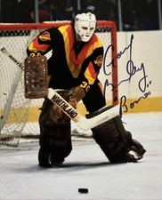Gary “BONES” BROMLEY Signed 8x10 Photo! VANCOUVER CANUCKS GOALIE Legend! W/COA