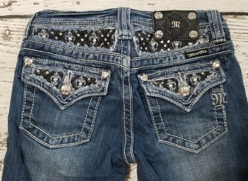 MISS ME Girls Denim Bermuda Length Jean Shorts - Size 12 - JK6076M Bermuda EUC - Picture 6 of 7