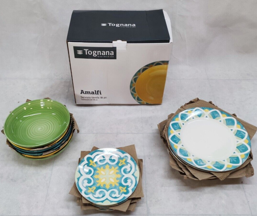 Tognana Amalfi Tafelservice 17 teilig Muster Geometrisch Porzellan Mehrfarbig