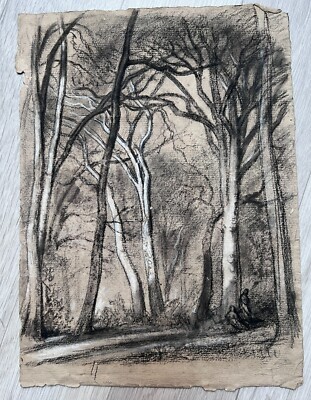 Antique Original Drawing Original Forest, Trees, Landscape | eBay