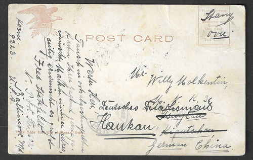 Baltimore 1912 STREETCAR to CHINA, ROLAND PARK&HIGHLANDTOWN, stamp removed - Picture 4 of 4