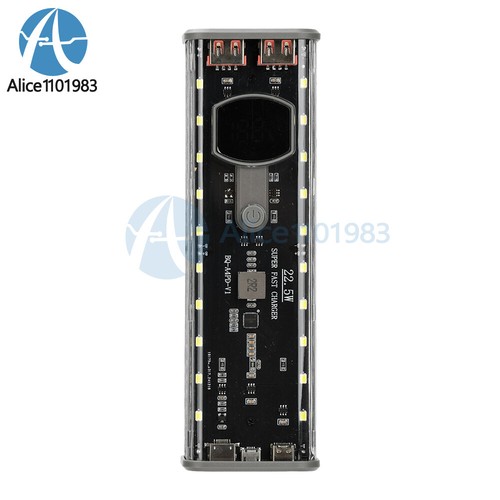 22.5W Transparent Mobile Power Bank Case 4*21700 Battery Box PD Fast Charging - Picture 28 of 32
