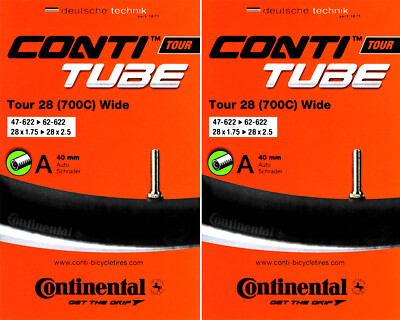 2x Continental Tour 28 Wide AV 40mm (47-622/62-622) 28 Zoll Fahrrad Schlauch