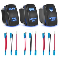 3x Rocker Switch LED Light Bar + Interior Rear Lights for Polaris Yamaha ATV UTV