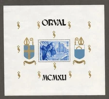Belgium B303 perf and imperf Orval souvenir sheets mint never hinged [342-343