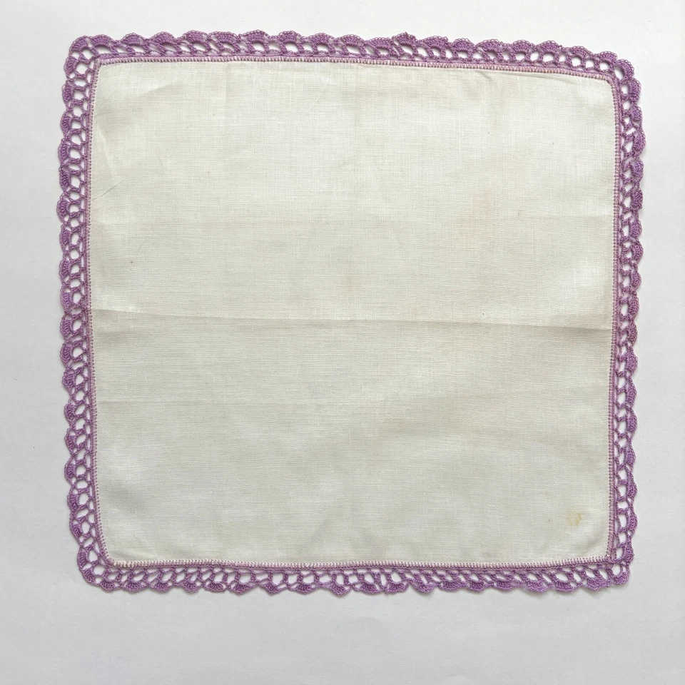 Pañuelo de Dama de honor de ganchillo de lino boda casa de campo núcleo encaje vintage Foto 2 de 4