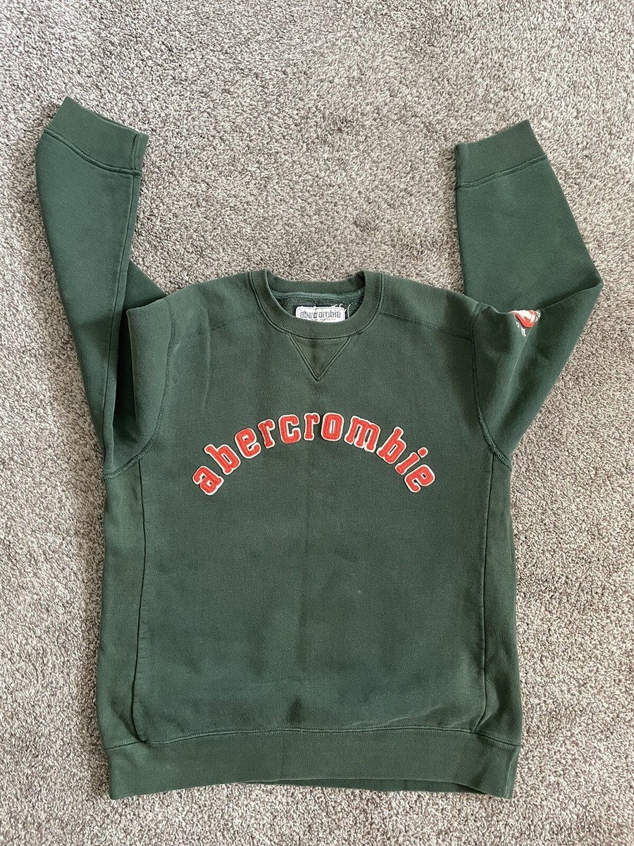 廃盤新品未使用Abercrombie & Fitch GREEN Vintage Abercrombie & Fitch 92 Crew Sweatshirt, Sz L Green Patch