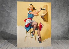 Gil Elvgren Admiring Miss Sylvania Vintage Pin Up Girl CANVAS ART PRINT  1626