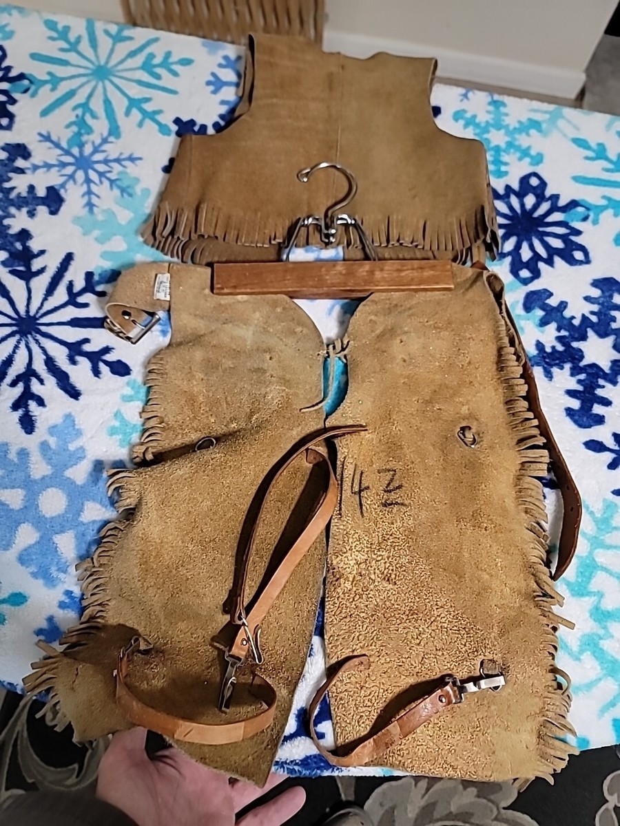 Gilet Chaps Enfant Cowboy – Sears Cuir Daim Rouge – Taille S (2-3 Ans)