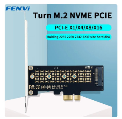 FENVI M.2 NVMe zu PCIe 4.0 X1/X4 Adapter mit Kühlkörper Desktop