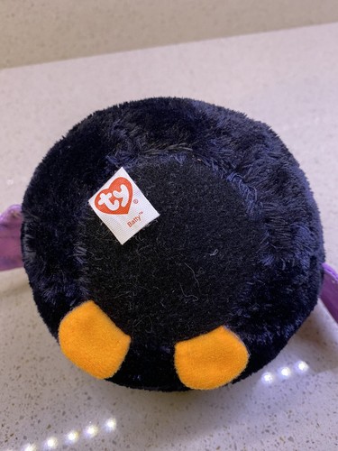 Ty Beanie Ballz Batty Vampire Bat Plush Stuffed Toy Black Purple 5" Halloween - Picture 3 of 3