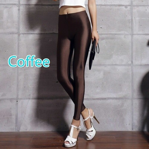 Damen Leggings Skinny Glänzend Bleistifthose Hose Stretch Sport Yoga Fitness - Bild 24 von 26