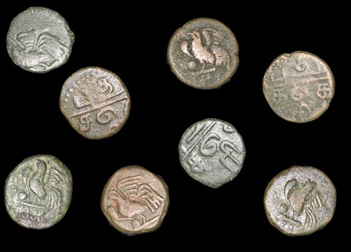 Set of 3 KM52 Pondicherry Mint Bronze Coins French India 1836-1837
