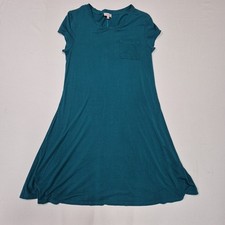 Pixley Women's Solid Green Sun Dress with Chest Pocket T Shirt