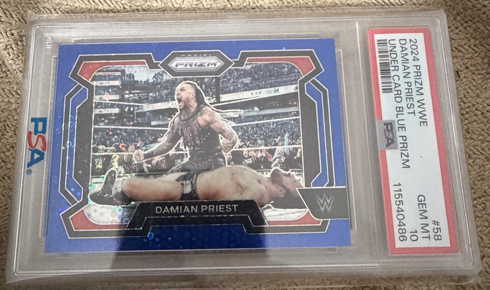 2024 Panini Prizm WWE - Damian Priest #58 Blue under Card Prizm /25