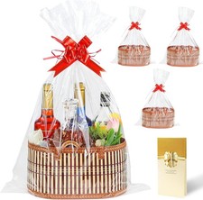 3 Set Baskets Gifts Empty Large Woven Bamboo Gift Basket Kit W/ Handles Sturdy