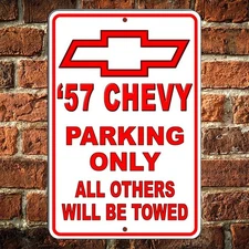 57 Chevy Bowtie Sign Vintage Style Garage Decor Classic Car Aluminum Sign