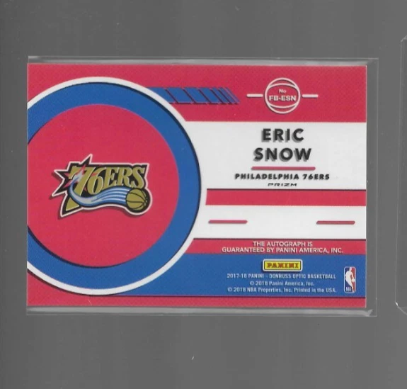 2017-18 Donruss Optic Fastbreak Signatures Eric Snow Autograph #FB-ESN NM - Image 2 of 2