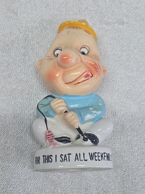 Vintage Shafford Perfect Sports 1959 Ceramic Funny Fisherman 4.5'' Figurine Japan