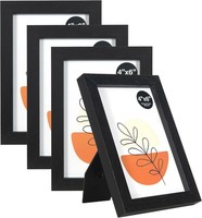 Kaiwin Bilderrahmen Schwarz 10X15Cm 4Er Set, Holz Fotorahmen Mit Acrylglas Zum