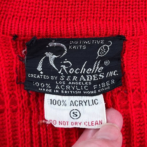 Vintage 1970s Red Chunky Knit Duster Cardigan Sweater | 36" Waist - Picture 4 of 5