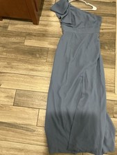 AFTER SIX Bow One Shoulder Trumpet Gown 10R Larkspur Blue NEW B43