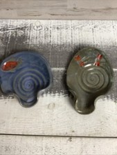 2 Vintage Helen Helwig Art Spoon Rest Dragonfly and Fish 5.5