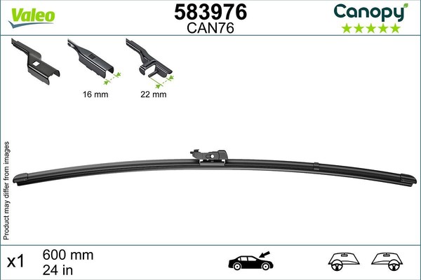 Wischblatt Vorne Rechts Valeo 583976 Passend FüR Fiat Ford Ford USA Honda Jeep-image