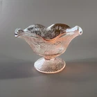 Vintage Hazel Atlas Pink Depression Florentine / Poppy Candy Footed Compote Dish