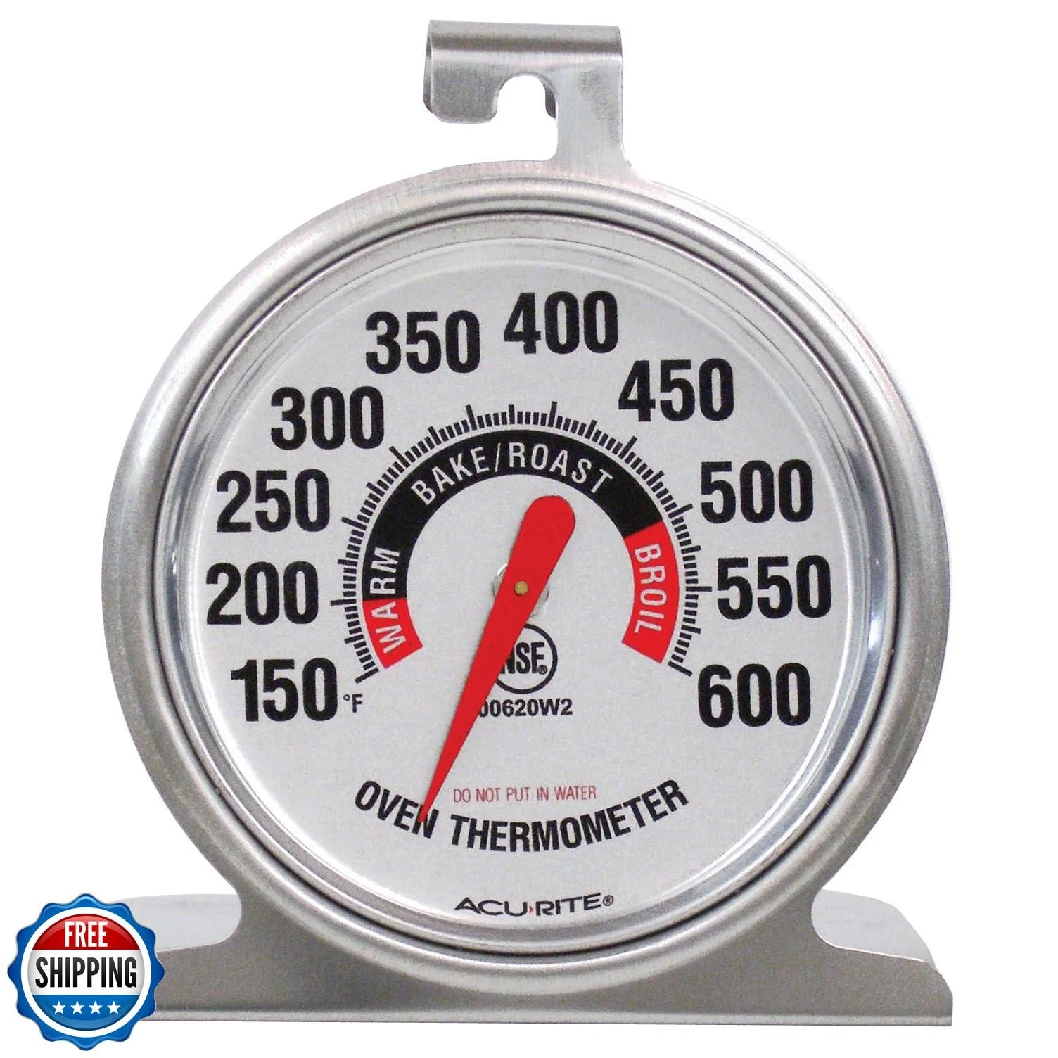 AcuRite 00620A2 Stainless Steel Oven Thermometer (150°F to 600°F)