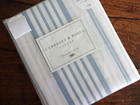 CABBAGES & ROSES Jolly STRIPE BLUE White COTTON Percale KING DUVET Sham SET 3PC