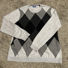 Apt9 Sweater Wool Blend UNISEX XL Argyle Worn Once long sleeve soft Black/Grey U