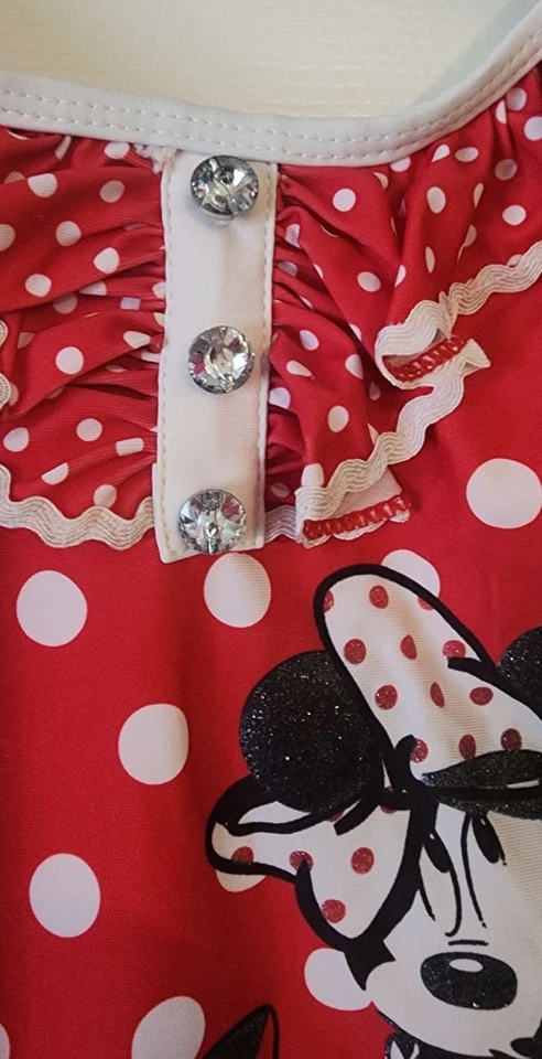 Nuevo con etiquetas Traje de baño rojo Minnie Mouse Disney Store niñas una pieza talla 4 Foto 3 de 4