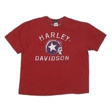 HARLEY DAVIDSON Herren T-Shirt Rot Grafik Kurzarm Crew Neck XL
