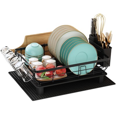 Qienrrae Dish Drying Rack with Drainboard Set & Mat Stainless Steel Dish Drai...