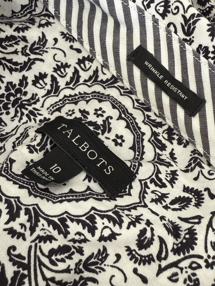 Camisa Top Talbots Floral Botón Mujer Talla 10 M Manga Larga Blusa Puño Abatible Foto 2 de 4