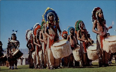 Arizona Indians head dress St John Drum & Bugles corps ~ postcard  sku975