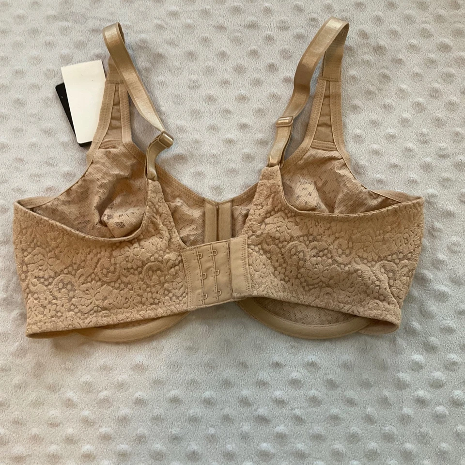 Sutiã Wacoal de renda figura completa 36DD bege jacquard novo com etiquetas - Imagem 3 de 4