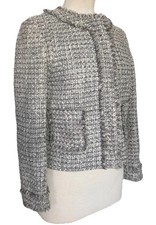 NWT J.Crew Sz 4 Designer Gray Black Silver Tweed Blazer Jacket F7291 S
