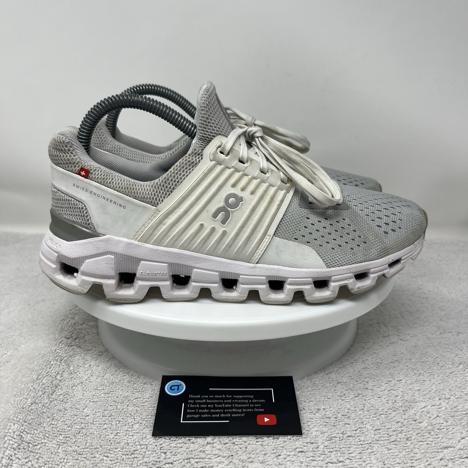 On Cloud Cloudswift Glacier White Athletic Comfort Running Shoes Womens Size 7.5