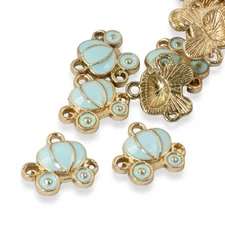 Pumpkin Carriage Charms in Light Cyan Blue, 12-Pack for Jewelry or Party Decor