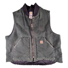 Vintage Carhartt Vest Green Arctic VO2 Duck Canvas Quilted Lining 2XL Flaw
